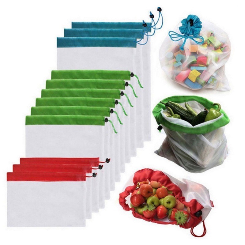 Produce Bag Reusable Mesh - 12pcs Refrigerator Keep Fresh Grocery Reusable