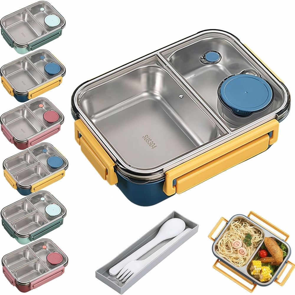 Food Storage Stainless Steel Containers - 850ml Portable Lunch Boxes for Children