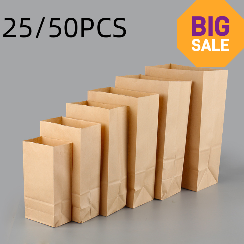 25/50pcs Brown Kraft Paper Bag - Food Storage Plant recensie en prijs
