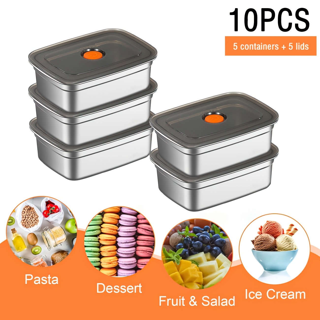10-Piece Stainless Steel Food  - Food Storage Stainless Steel Containers recensie en prijs