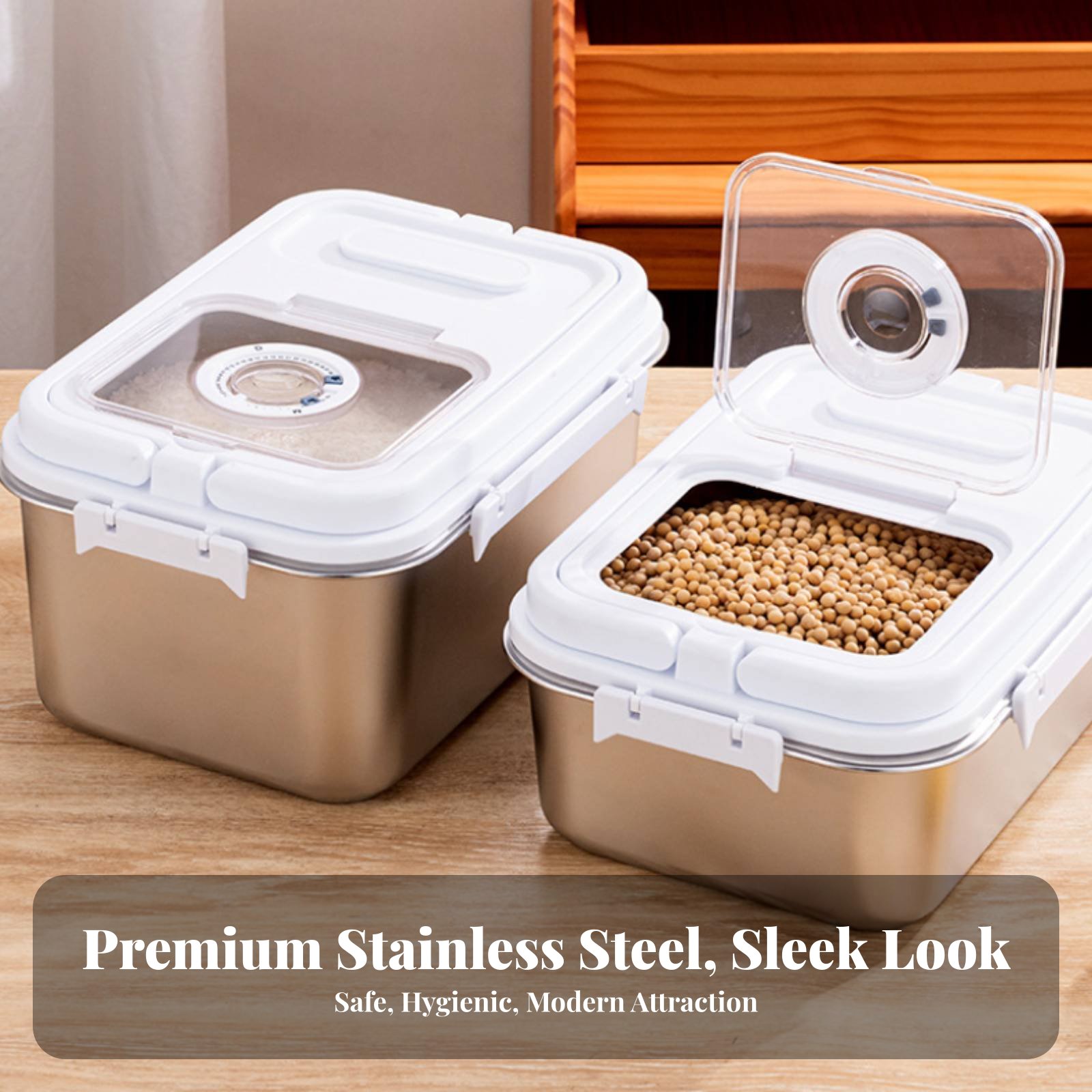 Stainless Steel Rice Bin Moist - Food Storage Stainless Steel Containers recensie en prijs