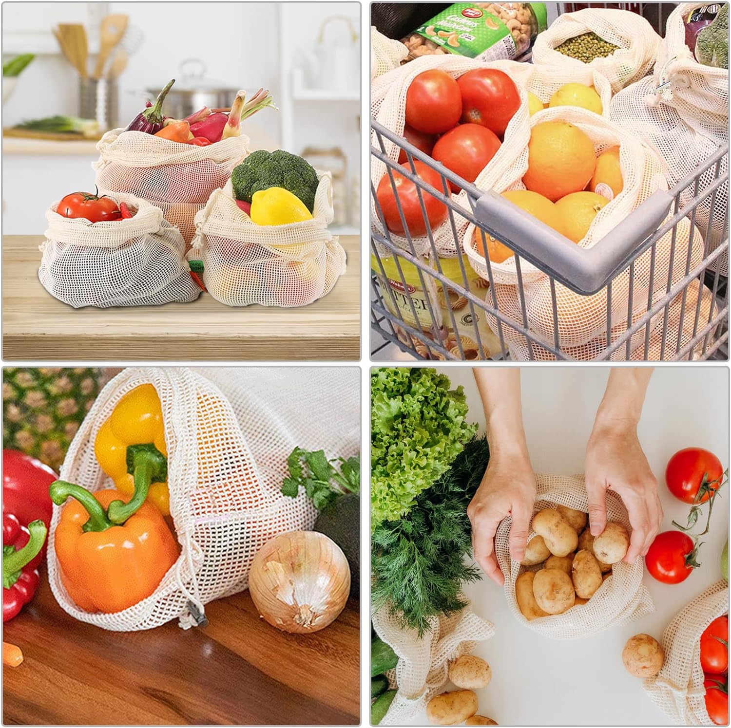 3pcs Reusable Cotton Mesh Prod - Produce Bag Reusable Mesh recensie en prijs