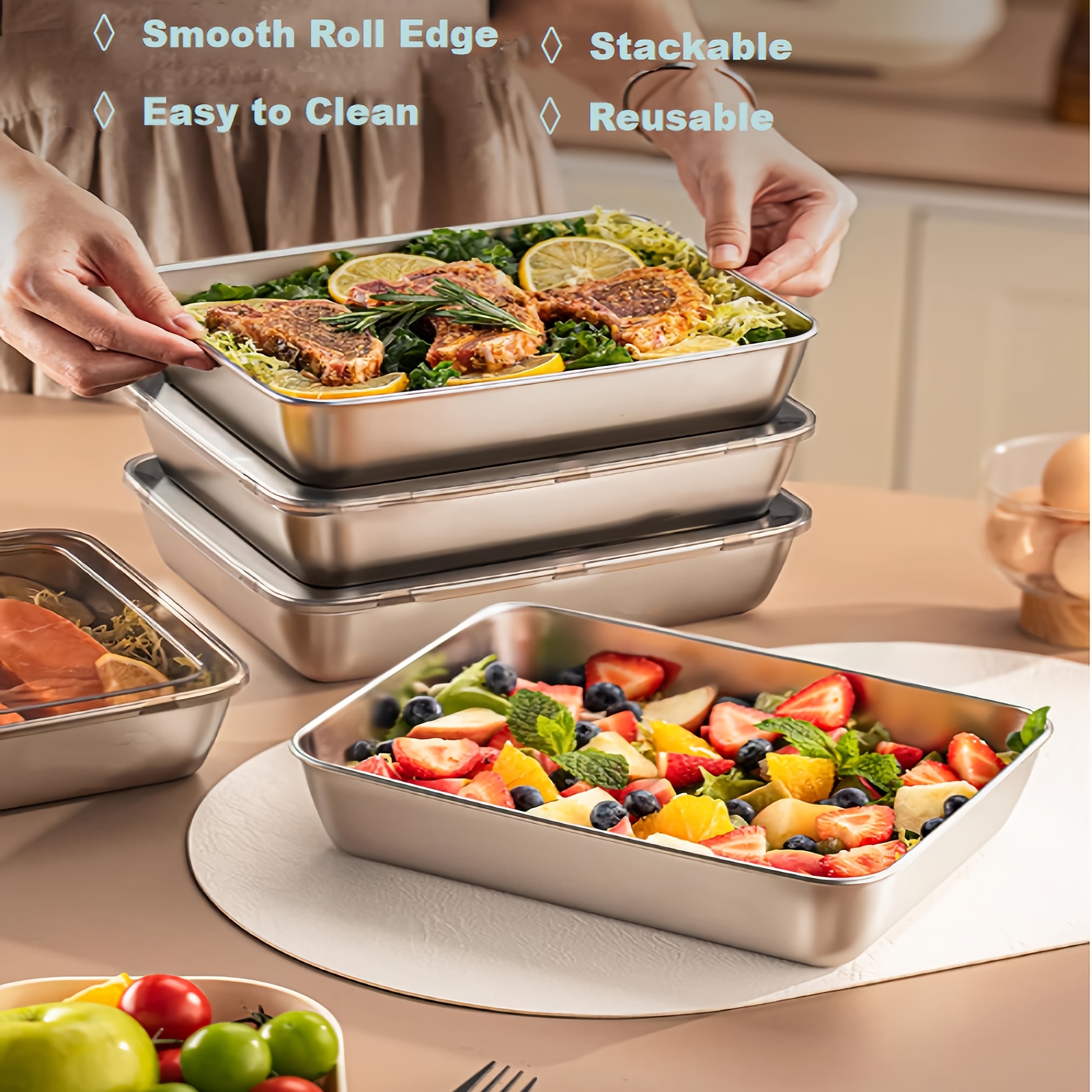 3pcs Stainless Steel Food Cont - Food Storage Warehouse recensie en prijs