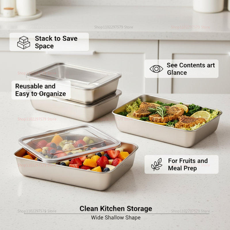 Plate Stainless Steel Food Con - Food Storage Stainless Steel Containers recensie en prijs