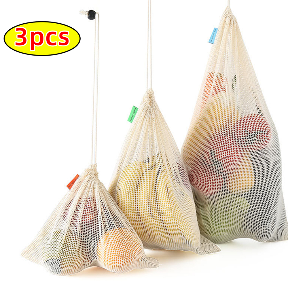 3Pcs Reusable Cotton Mesh Prod - Produce Bag Reusable Mesh recensie en prijs