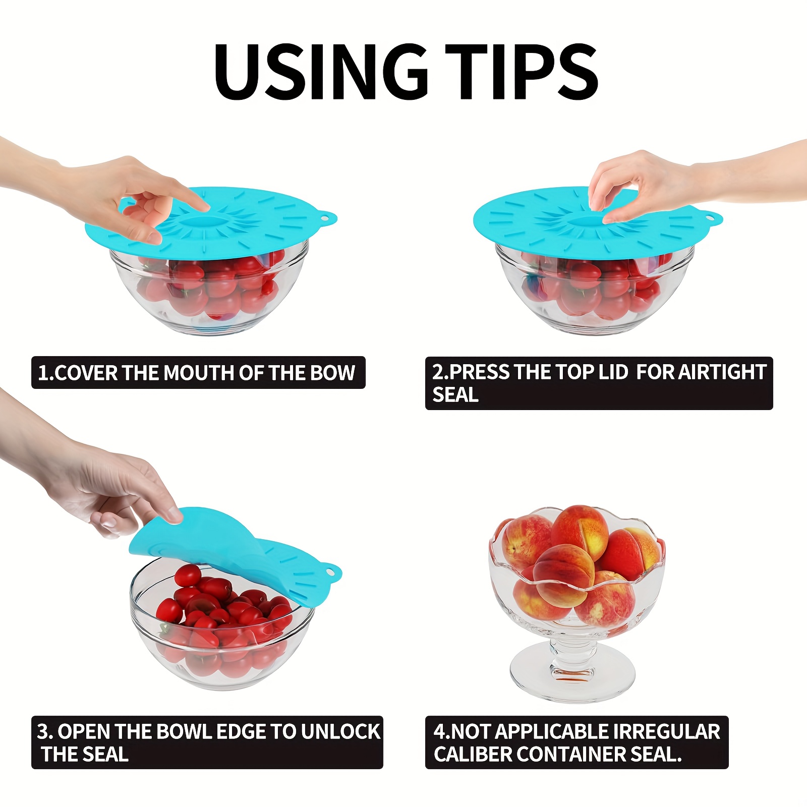 5-Piece Silicone Lids, Heat-Re - Food Storage With Colander recensie en prijs