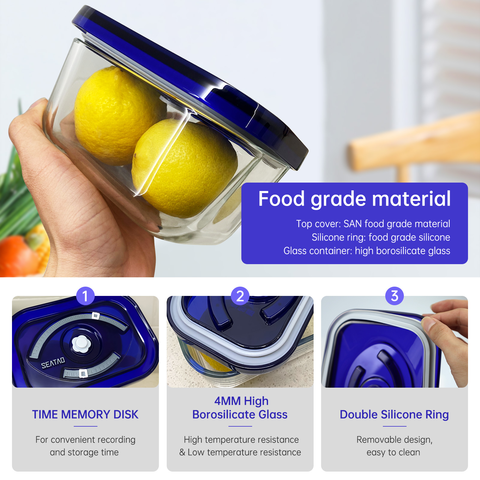 SEATAO Glass Food Storage Cont - Food Storage With Colander recensie en prijs