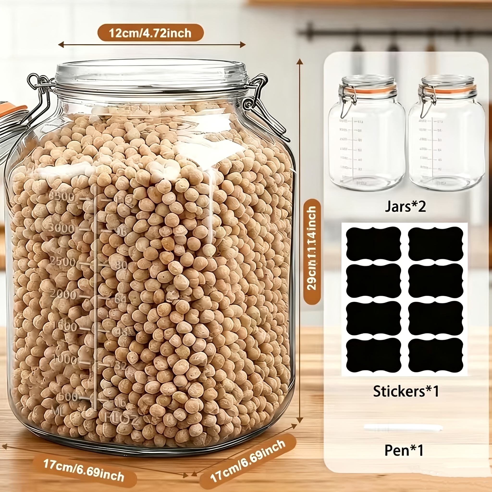 2-Pack 1-Gallon Wide-Mouth Gla - Food Storage Without Pantry recensie en prijs